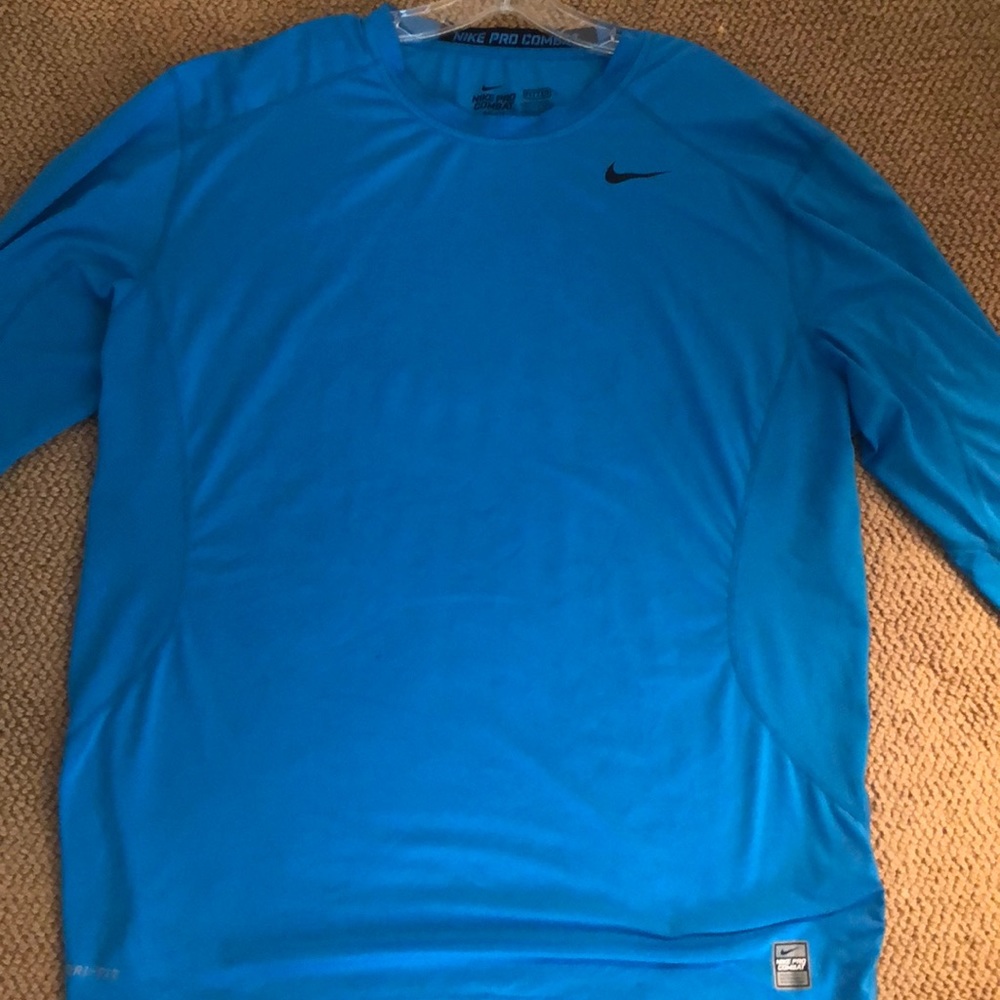 Nike Pro Combat Dry Fit long sleeved shirt blue